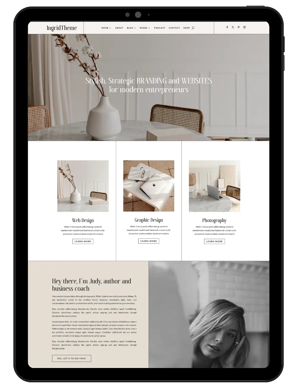 Coaching WordPress Theme Ingrid (Divi 5) website mockup