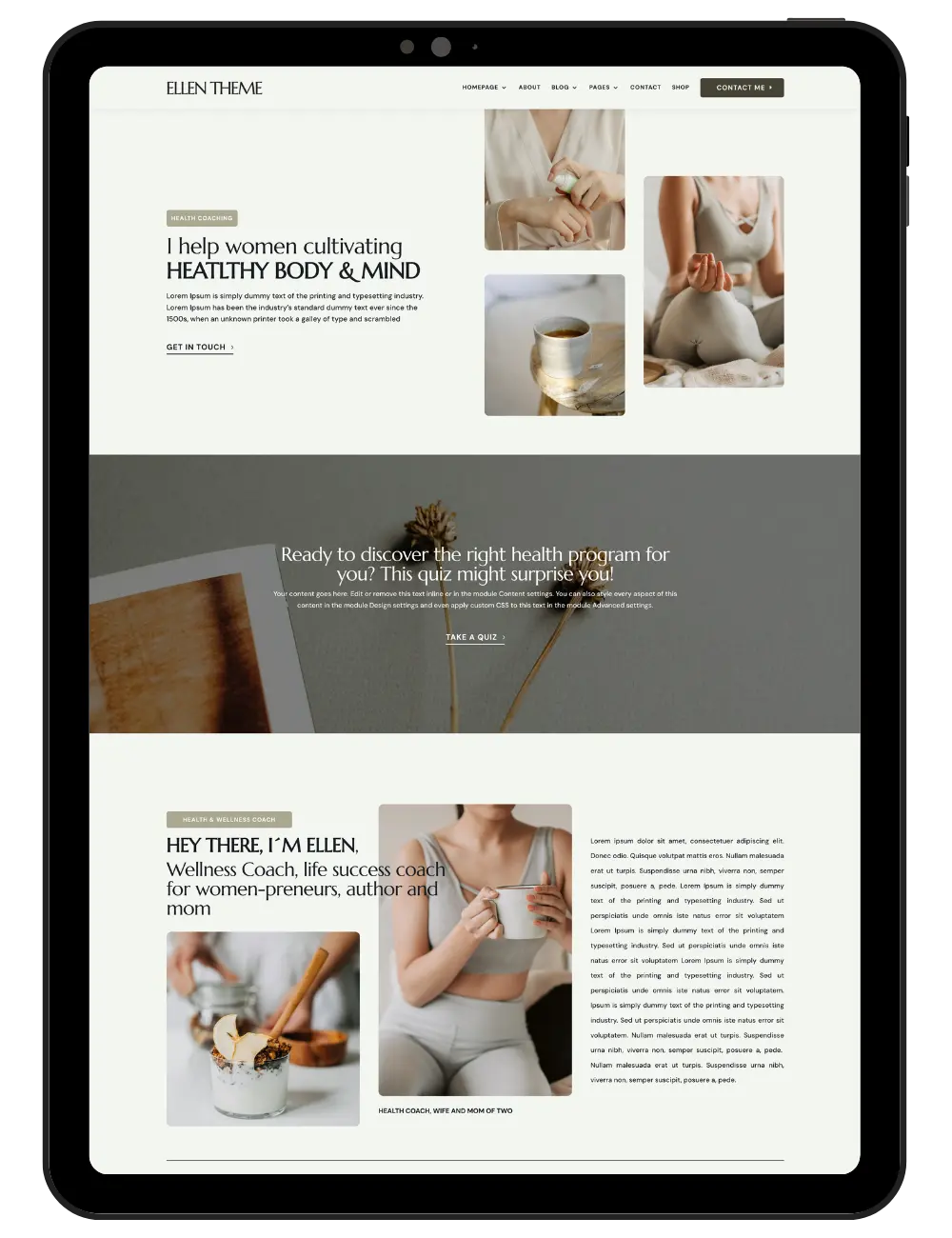 Health WordPress Theme Ellen (Divi 5) website mockup