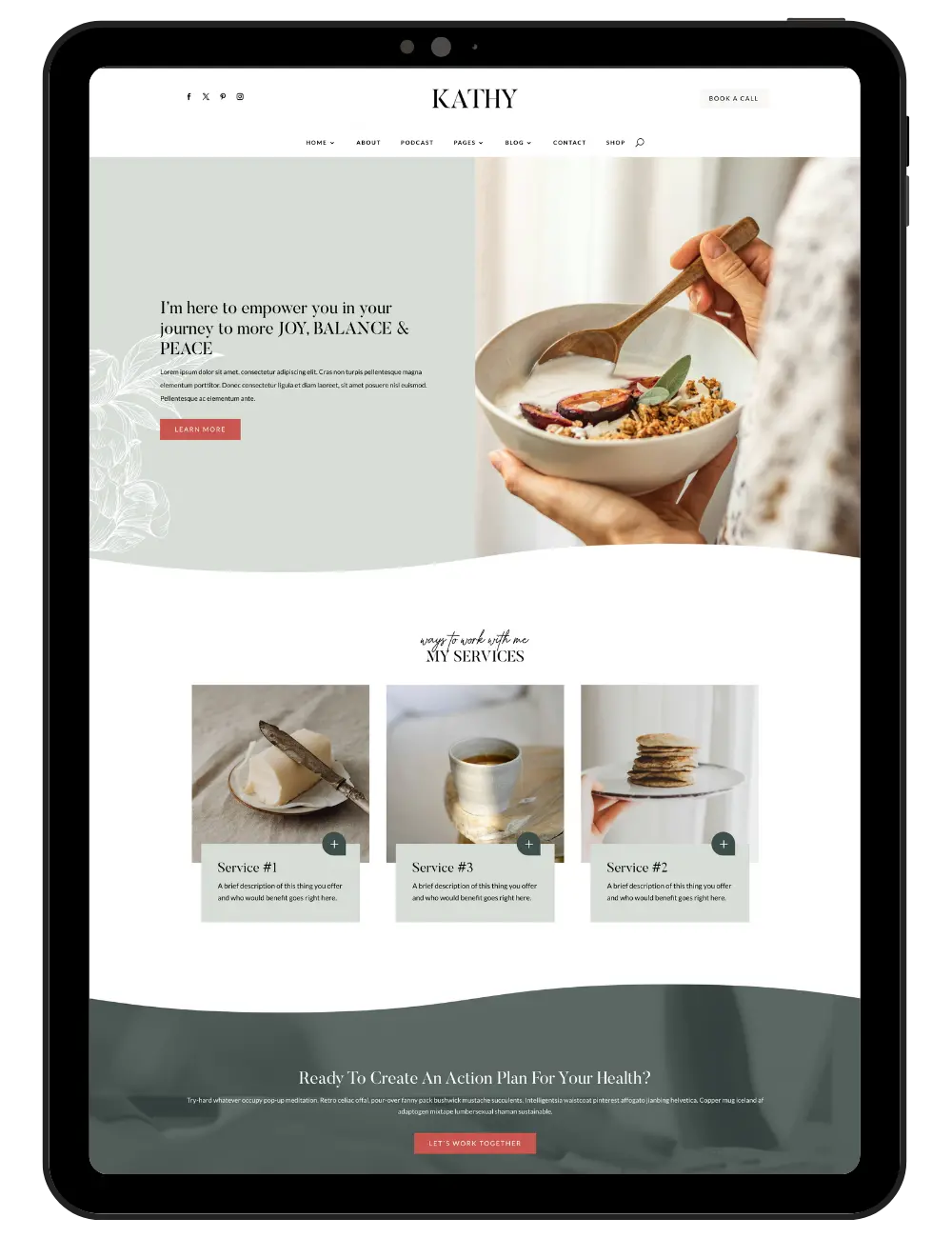 Health WordPress Theme Kathy (Divi 5) website mockup