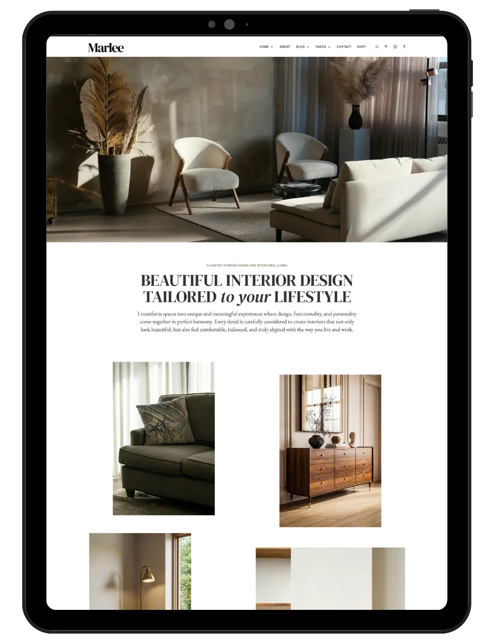 Interior Design WordPress Theme Marlee (Divi 5) website mockup