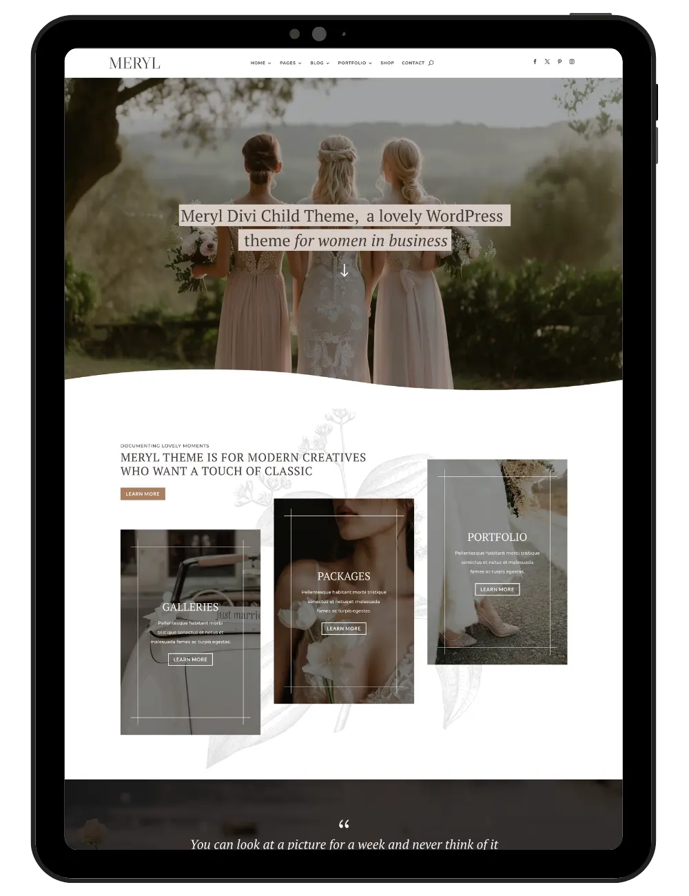 Photography WordPress Theme Meryl (Divi 5) website mockup